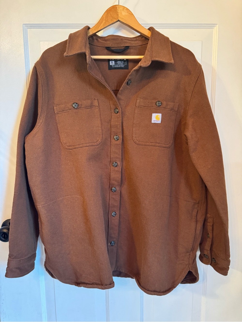 EXCELLENT Carhartt Women’s Loose Fit Cotton Twill Light Shacket in Brown